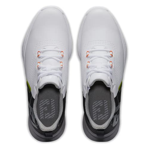 FootJoy Men's FJ Fuel Golf Shoe, White/Black/Orange, 10.5