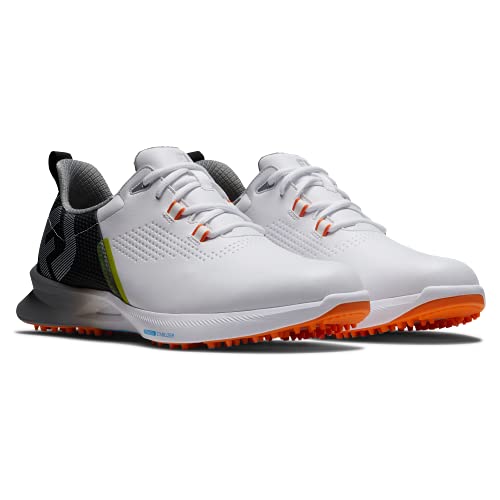 FootJoy Men's FJ Fuel Golf Shoe, White/Black/Orange, 10.5