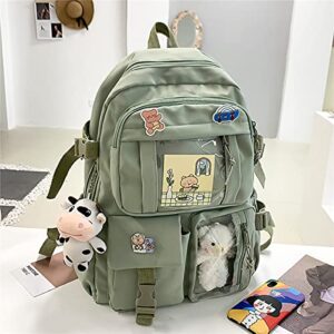 New Aesthetic Backpack Kawaii Backpack with Badge Pins Keychain Pendant Light Weight Travel Backpack