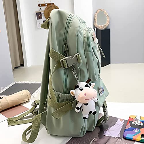 New Aesthetic Backpack Kawaii Backpack with Badge Pins Keychain Pendant Light Weight Travel Backpack