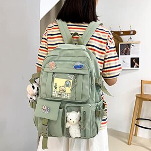 New Aesthetic Backpack Kawaii Backpack with Badge Pins Keychain Pendant Light Weight Travel Backpack