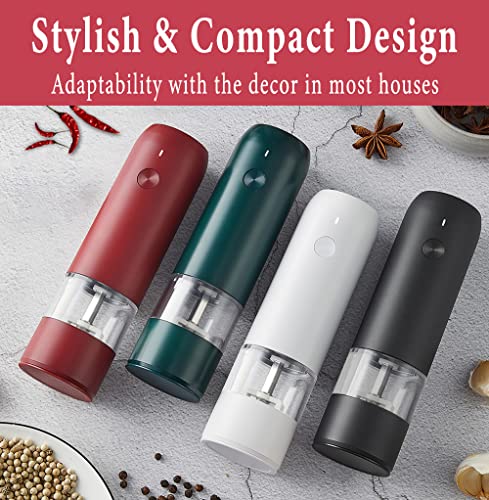 𝗥𝗲𝗰𝗵𝗮𝗿𝗴𝗲𝗮𝗯𝗹𝗲 Electric Salt and pepper Grinder Set - Built-In 500mAh Battery - Automatic Peppercorn and Sea Salt Spice Mill & Shakers Set with LED Light, Adjustable Coarseness