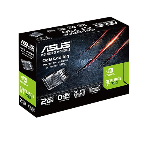 ASUS GeForce GT 730 2GB GDDR5 Low Profile Graphics Card for Silent HTPC Builds (with I/O Port Brackets)