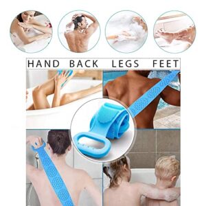 Body Scrubber for Shower with Dual-Sided Silicone Back Washer, Durable Cleaning Tools Strap Exfoliating Shower Bath Belt, 80cm Body Scrub for Full Body Washing & Massage 100% Back Cleaning Coverage