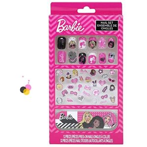 barbie -townley girl 66 piece non-toxic nail set with press-on nails, nail stickers, and nail file, ages 3 and up
