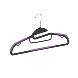 Amazon Basics Rubber Coated Plastic Hangers - Black/Purple, Pack of 50