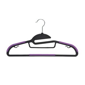 Amazon Basics Rubber Coated Plastic Hangers - Black/Purple, Pack of 50