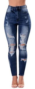 amrspeng women's ripped jeans for women high waisted jeans distressed jeans for women stretch denim pants dark blue size 12
