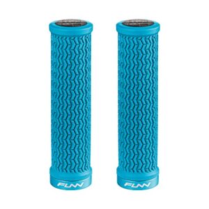 Funn Holeshot Mountain Bike Grips with Single Lock On Clamp, Lightweight and Ergonomic Bike Handle Grips with 22 mm Inner Diameter, Hardened End Bicycle Handlebar Grips for MTB/BMX (Turq)