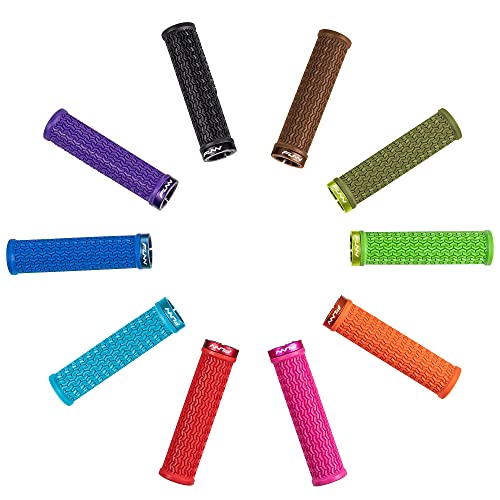 Funn Holeshot Mountain Bike Grips with Single Lock On Clamp, Lightweight and Ergonomic Bike Handle Grips with 22 mm Inner Diameter, Hardened End Bicycle Handlebar Grips for MTB/BMX (Turq)