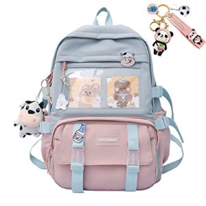 jellyea kawaii school backpack for girls with cute pin and accessories school teens bookbag cute backpack middle elementary (pink)