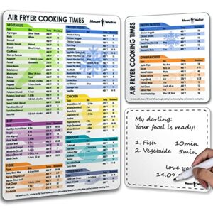 air fryer magnetic cheat sheet set (1 set of 3 pcs) - air fryer accessories cook times chart, air fryer cookbook recipe cards, kitchen accessories with dry erase fridge whiteboard, white