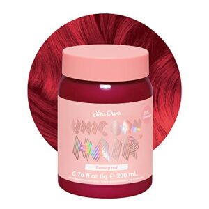lime crime unicorn hair dye full coverage, flaming red (fire red) - vegan and cruelty free semi-permanent hair color conditions & moisturizes - temporary red hair dye with sugary citrus vanilla scent