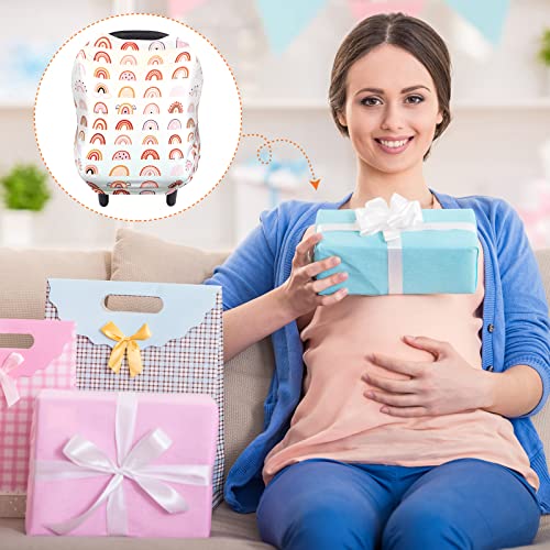 Boao Stretchy Baby Car Seat Cover Baby Car Seat Canopy Nursing Cover Carseat Canopy for Babies Breastfeeding and Car Seat Multi Use Shopping Cart High Chair Cover (Rainbow Style)