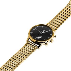 SINAIKE Multi Stripes 18mm Gold Two Tone Watch Strap Tapered Engravings Stainless Steel Metal Watch Band for Men Women