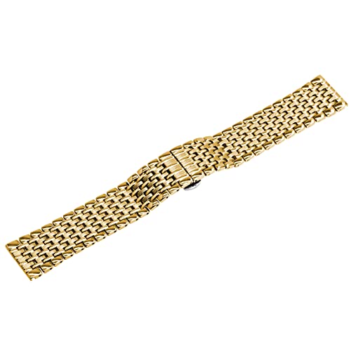 SINAIKE Multi Stripes 18mm Gold Two Tone Watch Strap Tapered Engravings Stainless Steel Metal Watch Band for Men Women