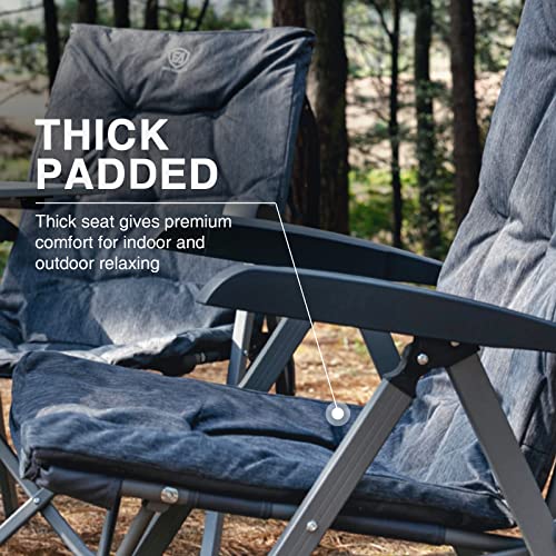 EVER ADVANCED Adjustable Folding Reclining Patio Chair Thick Padding Outdoor Indoor Garden Balcony Lawn Recliner for Adults 300 lbs