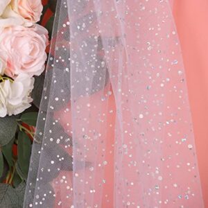 HAVII 54" x 10 Yards White Glitter Tulle Fabric Rolls Bolt Sequin Tulle Ribbon Netting Fabric for Tutu Skirts Dress Sewing DIY Crafts Birthday Wedding Party Decoration