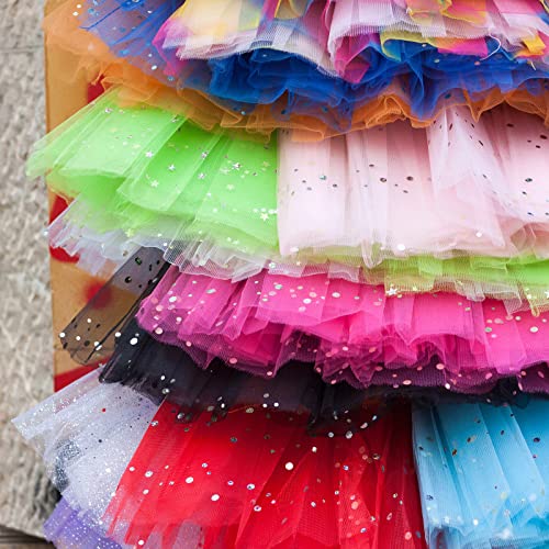 HAVII 54" x 10 Yards White Glitter Tulle Fabric Rolls Bolt Sequin Tulle Ribbon Netting Fabric for Tutu Skirts Dress Sewing DIY Crafts Birthday Wedding Party Decoration