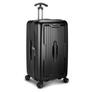 traveler's choice ultimax ii 26" medium trunk spinner luggage, tie down straps, matte black, checked inch