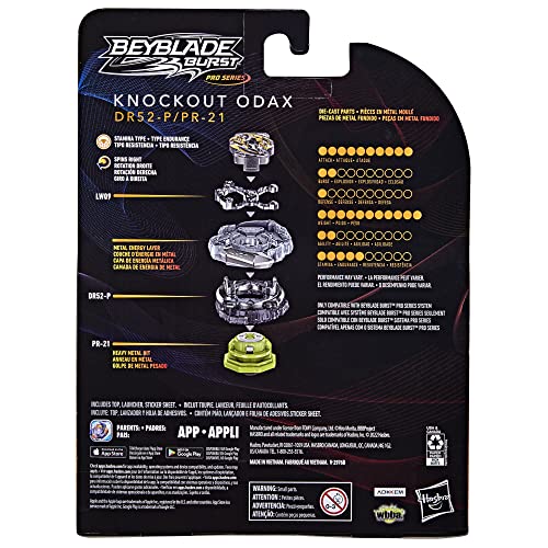 BEYBLADE Burst Pro Series Knockout Odax Spinning Top Starter Pack - Stamina Type Battling Game Top with Launcher Toy