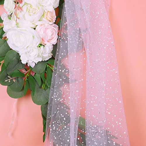 SHAYUAN 54" by 10 Yards Glitter Tulle Fabric Rolls for Wedding Birthday Party Baby Shower Decoration Tutu Tulle Bolt Ribbons DIY Sewing Crafts - White