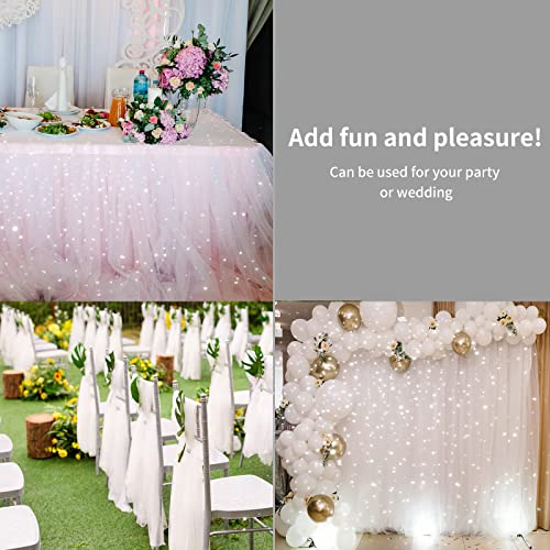 SHAYUAN 54" by 10 Yards Glitter Tulle Fabric Rolls for Wedding Birthday Party Baby Shower Decoration Tutu Tulle Bolt Ribbons DIY Sewing Crafts - White