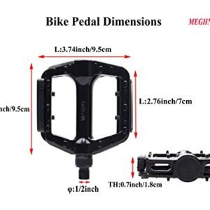 MEGHNA NECO 1/2" Bike Pedals Non-Slip Bicycle Aluminium Alloy Pedals for Kid Bike, Freestyle BMX Bike, Beach Cruiser Bike