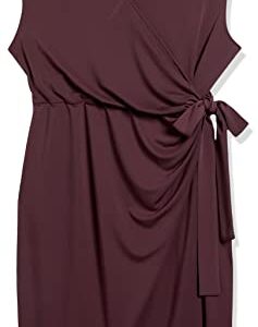 Amazon Essentials Women's Classic Cap Sleeve Wrap Dress (Available in Plus Size), Burgundy, X-Large