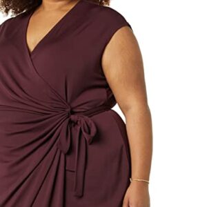 Amazon Essentials Women's Classic Cap Sleeve Wrap Dress (Available in Plus Size), Burgundy, X-Large