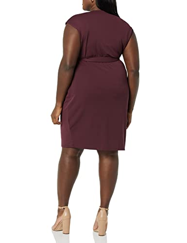 Amazon Essentials Women's Classic Cap Sleeve Wrap Dress (Available in Plus Size), Burgundy, X-Large