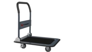 titant push cart dolly - foldable cart with wheels (330 lbs weight capacity) dolly cart with 360° swivel braked wheels - foldable platform hand truck for easy storage