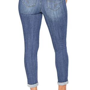 YMI Junior Women’s Wannabettabutt 2 Button Mid Rise Distressed Cuffed Denim Jeans(Medium wash Denim,11)