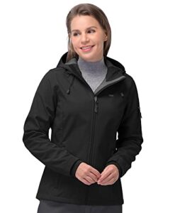 33,000ft women's softshell jacket, fleece lined warm jacket light hooded windproof coat for outdoor hiking