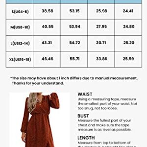 PRETTYGARDEN Women’s Long Sleeve Bohemian Dress V-Neck Floral Print High Split Tie Wrap Midi Flowy Dress (Brown, Large)