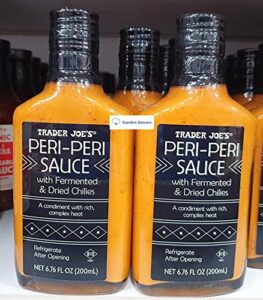 trader joe's peri-peri sauce with fermented & dried chilies 6.76fl oz 200ml (two bottles)