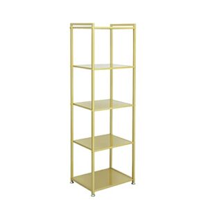 ziothum gold shelf, gold bookcase, 5-tier bookshelf shoe purse handbag rack shelving unit etagere tall narrow metal corner shelf boutique display storage retail commercial stand(19.7x15.7x63)
