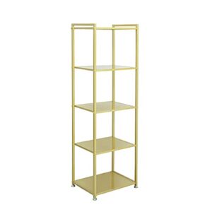 ZIOTHUM Gold Shelf, Gold Bookcase, 5-Tier Bookshelf Shoe Purse Handbag Rack Shelving Unit Etagere Tall Narrow Metal Corner Shelf Boutique Display Storage Retail Commercial Stand(19.7x15.7x63)