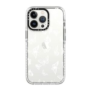 casetify impact iphone 13 pro case [6.6ft drop protection] - white butterfly - clear frost