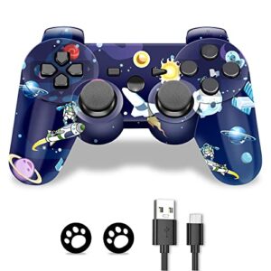 tonsum game controller wireless, wireless controller, double vibration gamepad compatible for series 3 system,with charging cable (space blue)