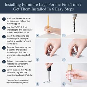 Acrylic Furniture Legs With Gold Caps - Mid Century Legs For Couch, Sofa, Chair, Table, Dresser, Bed, Cabinet - Furniture Feet Are Easy To Install & Include Installation Hardware - Set of 4, 8 Inches