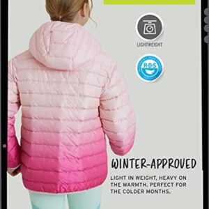 Eddie Bauer Kids' Jacket - CirrusLite Weather Resistant Down Coat for Boys and Girls - Insulated Quilted Bubble Puffer (3-20), Size 14-16, Blush