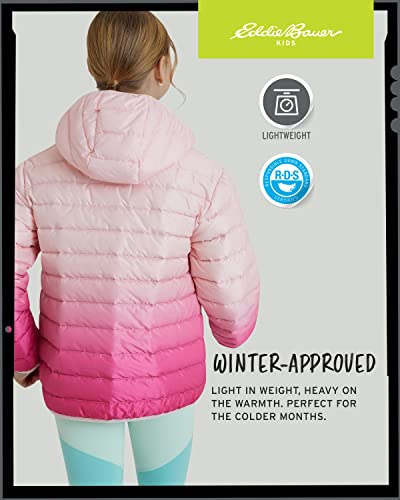 Eddie Bauer Kids' Jacket - CirrusLite Weather Resistant Down Coat for Boys and Girls - Insulated Quilted Bubble Puffer (3-20), Size 14-16, Blush