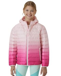 eddie bauer kids' jacket - cirruslite weather resistant down coat for boys and girls - insulated quilted bubble puffer (3-20), size 14-16, blush