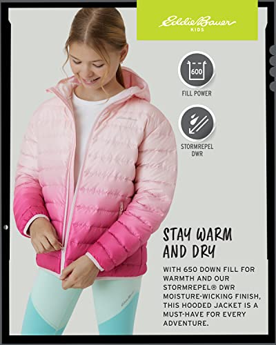 Eddie Bauer Kids' Jacket - CirrusLite Weather Resistant Down Coat for Boys and Girls - Insulated Quilted Bubble Puffer (3-20), Size 14-16, Blush