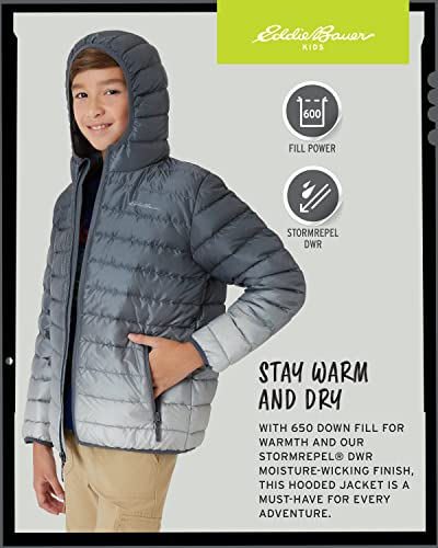 Eddie Bauer Kids' Jacket - CirrusLite Weather Resistant Down Coat for Boys and Girls - Insulated Quilted Bubble Puffer (3-20), Size 10 Dec 2023, Iron