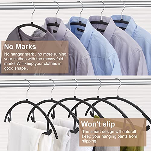 TIMMY Plastic Hangers 50pack No Shoulder Bump Suit Hangers - Chrome Hooks,Non Slip Space Saving Clothes Hangers, Heavyduty,Rounded Hangers for Sweaters,Coat,Jackets,Pants,Shirts,Dresses Black Hangers