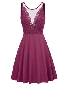 grace karin women sleeveless a line wedding guest dress lace fit and flare swing dress xl purple red