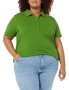 amazon essentials women's short-sleeve polo shirt (available in plus size), light olive, large