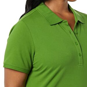 Amazon Essentials Women's Short-Sleeve Polo Shirt (Available in Plus Size), Light Olive, Large